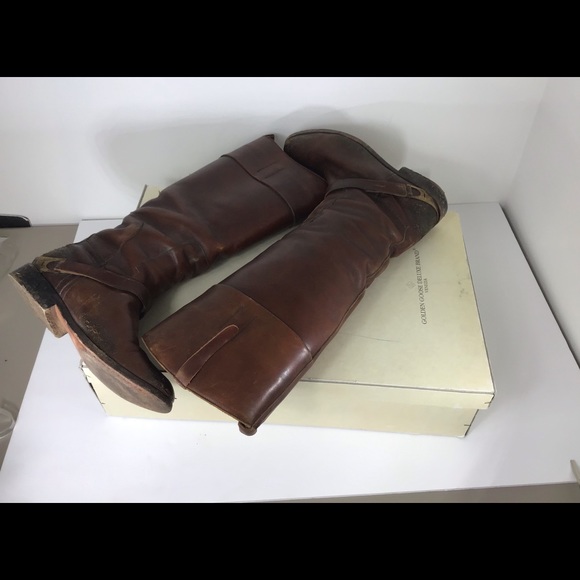 GOLDEN GOOSE CHARLIE DISTRESSED LEATHER RIDING CLAMP BOOTS SZ EUR 38 US 8 - Picture 13 of 15